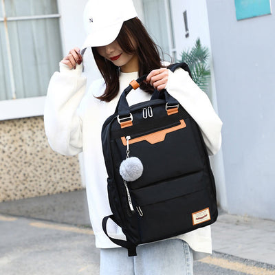 Multi-Pocket Color Block Fashion Patchwork Backpack