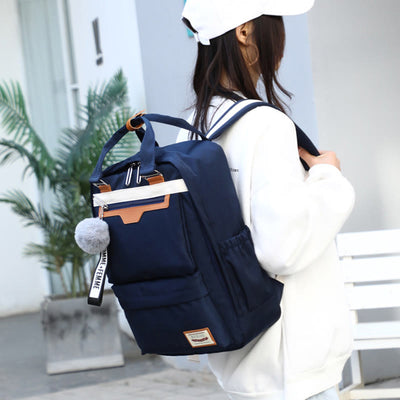 Multi-Pocket Color Block Fashion Patchwork Backpack