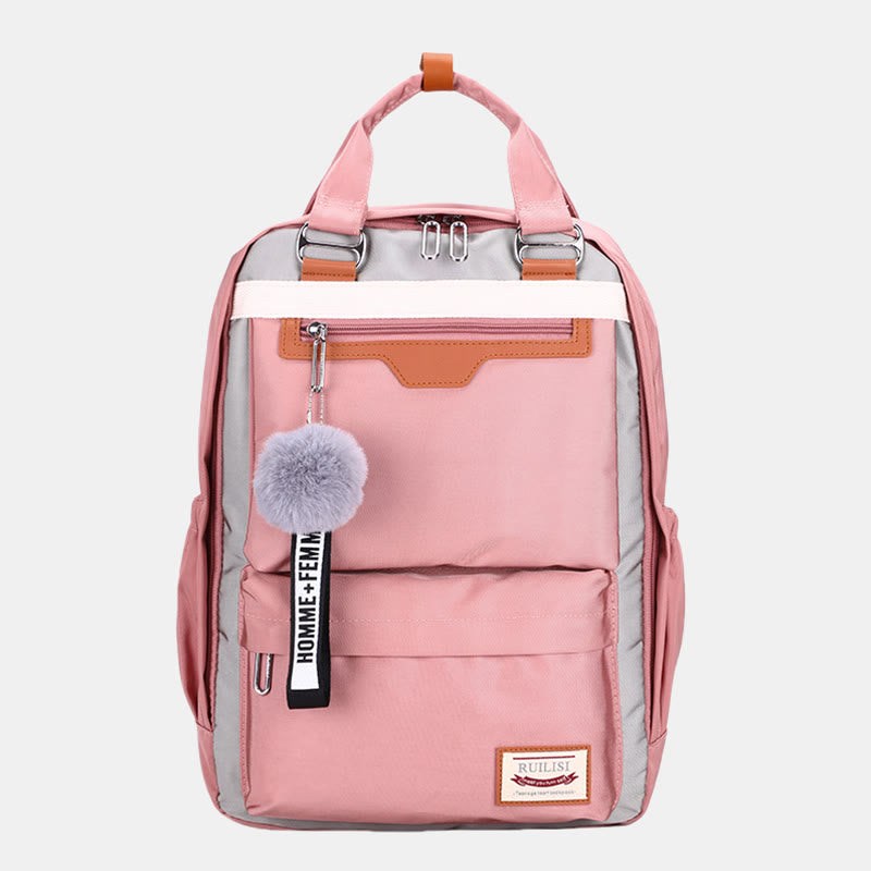 Multi-Pocket Color Block Fashion Patchwork Backpack