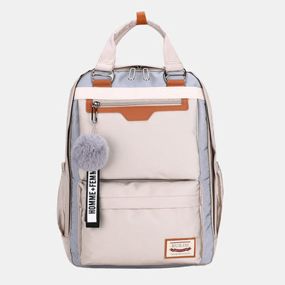 Multi-Pocket Color Block Fashion Patchwork Backpack