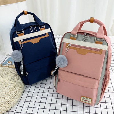 Multi-Pocket Color Block Fashion Patchwork Backpack