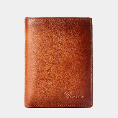 Retro RFID Blocking Bifold Leather Wallet for Men with Zipper Pocket