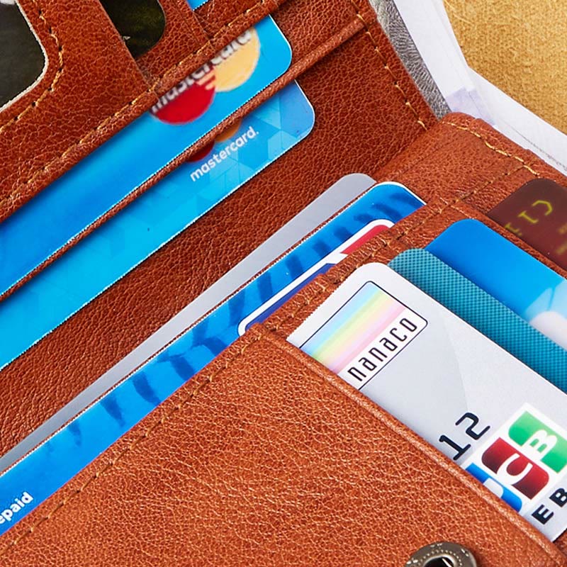 Retro RFID Blocking Bifold Leather Wallet for Men with Zipper Pocket