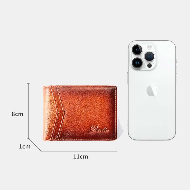 Retro Small Compact RFID Blocking Leather Wallet for Men