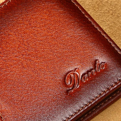 Retro Small Compact RFID Blocking Leather Wallet for Men