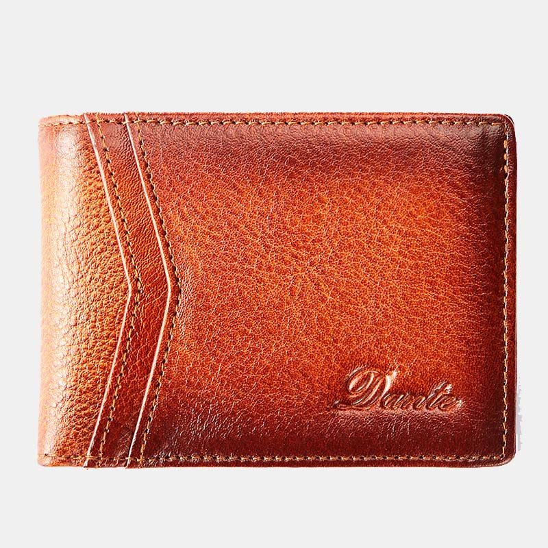 Retro Small Compact RFID Blocking Leather Wallet for Men