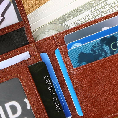 Retro Small Compact RFID Blocking Leather Wallet for Men