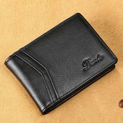 Retro Small Compact RFID Blocking Leather Wallet for Men