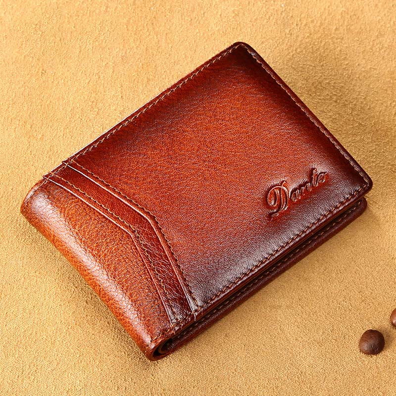 Retro Small Compact RFID Blocking Leather Wallet for Men