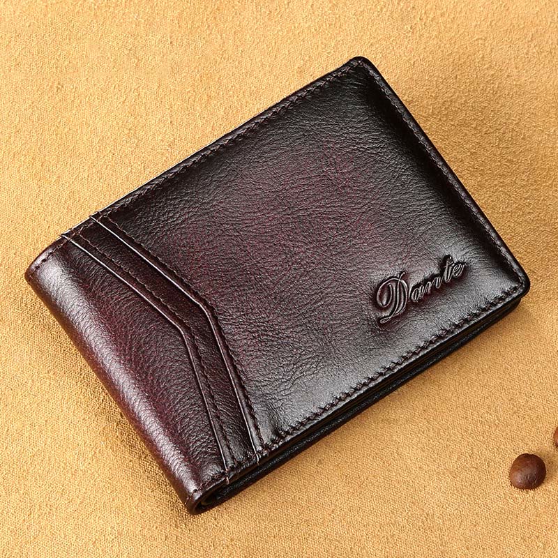 Retro Small Compact RFID Blocking Leather Wallet for Men