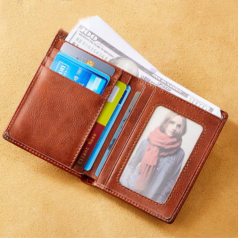 Retro Bifold RFID Blocking Leather Wallet for Men