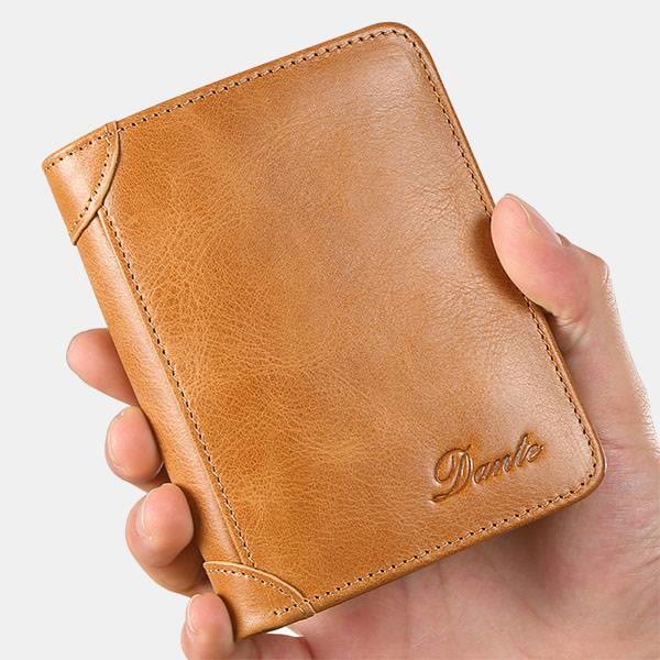 RFID Genuine Leather Vintage Trifold / Bifold Card Holder Wallet