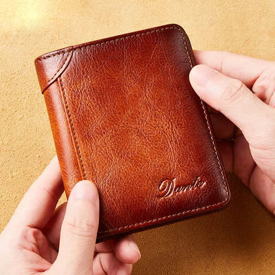 RFID Genuine Leather Vintage Trifold / Bifold Card Holder Wallet