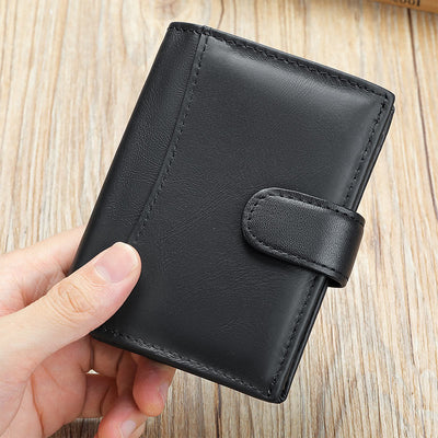 Retro Leather Wallet RFID Blocking Trifold Cowhide Leather Wallet