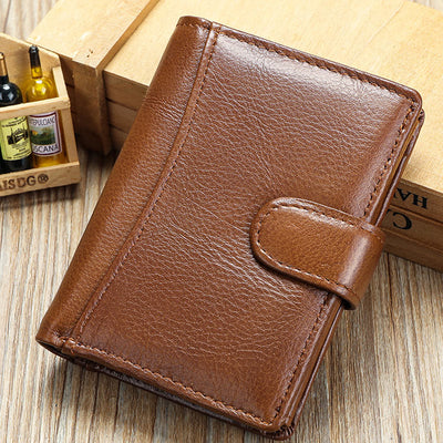 Retro Leather Wallet RFID Blocking Trifold Cowhide Leather Wallet