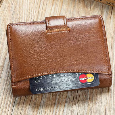 Retro Leather Wallet RFID Blocking Trifold Cowhide Leather Wallet