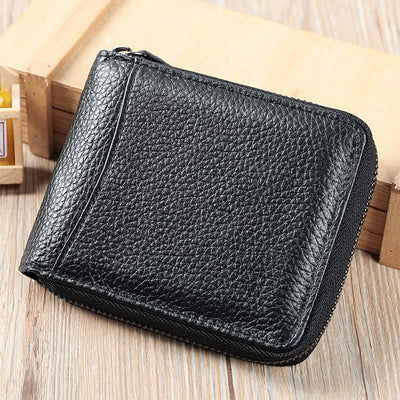 RFID Blocking Zip Around Leather Wallet Card Holder