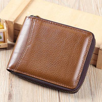 RFID Blocking Zip Around Leather Wallet Card Holder