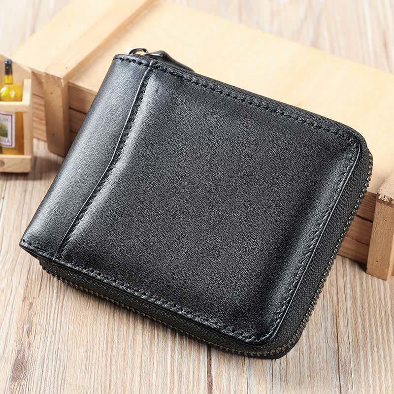 RFID Blocking Zip Around Leather Wallet Card Holder