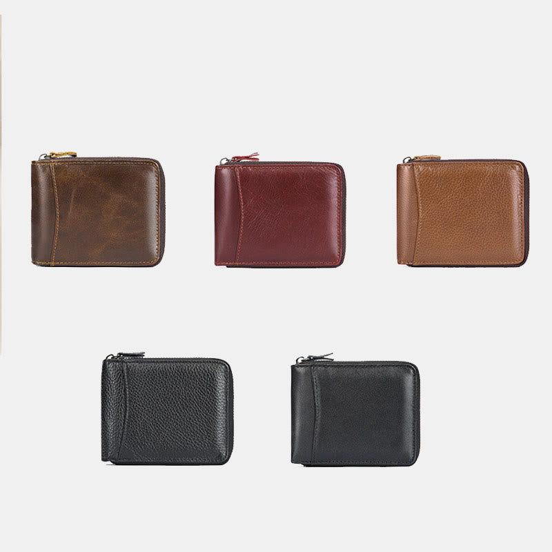 RFID Blocking Zip Around Leather Wallet Card Holder