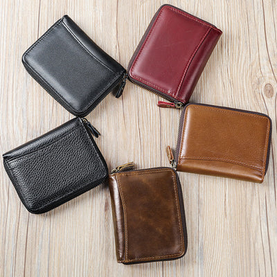 RFID Blocking Zip Around Leather Wallet Card Holder