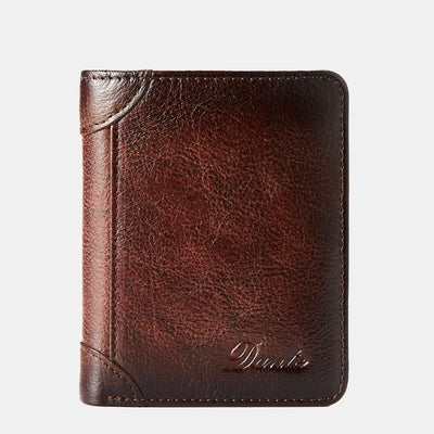 RFID Genuine Leather Vintage Trifold / Bifold Card Holder Wallet