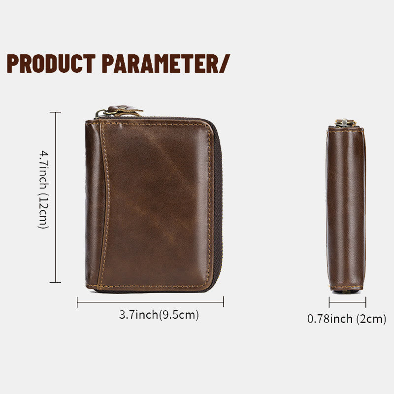 RFID Blocking Zip Around Leather Wallet Card Holder