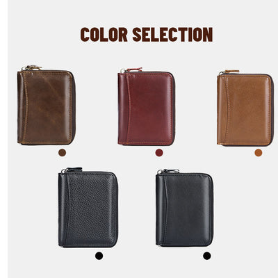 RFID Blocking Zip Around Leather Wallet Card Holder