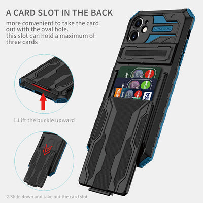 Silicone Phone Wallet Case for iPhone with Detachable Card Holder Kickstand