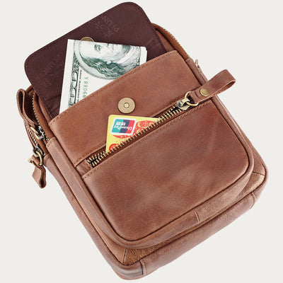 <Shipped within 24 hours> Men Business Portable Leather Crossbody Bag