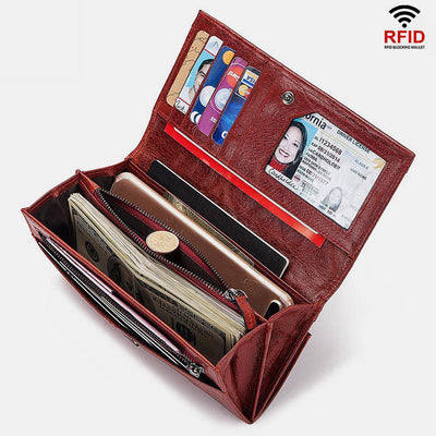 RFID Blocking Anti-theft Genuine Leather Wallet