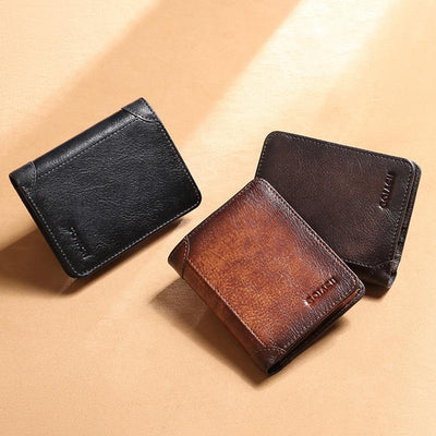 Genuine Leather RFID Multi-Card Bifold Wallet