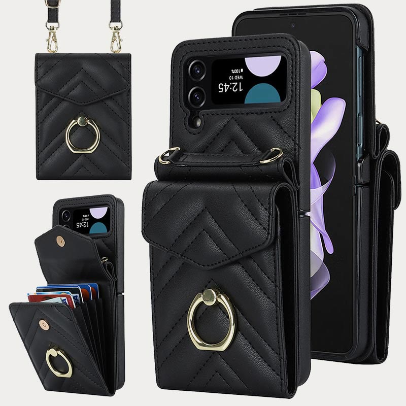 Phone Case For Daily Z Flip Series Quilted Leather Case