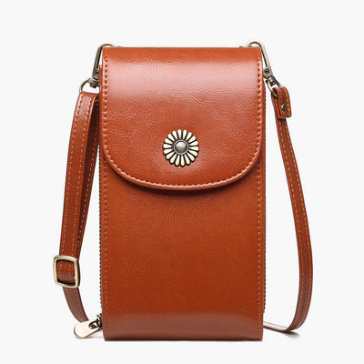 Phone Bag For Women Cowhide Genuine Leather Vertical Crossbody Bag