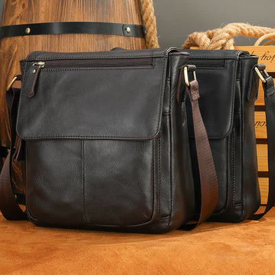 Men's Shoulder Bag Genuine Leather Small Messenger Bag Crossbody Bag