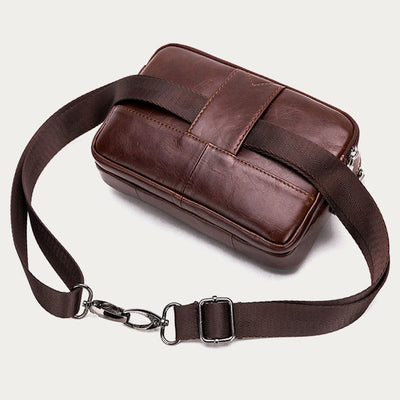 Leather Waist Bag For Men Retro Multifunctional Crossbody Phone Bag