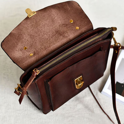 Top-Handle Bag For Women Leather Large Capacity Messenger Bag