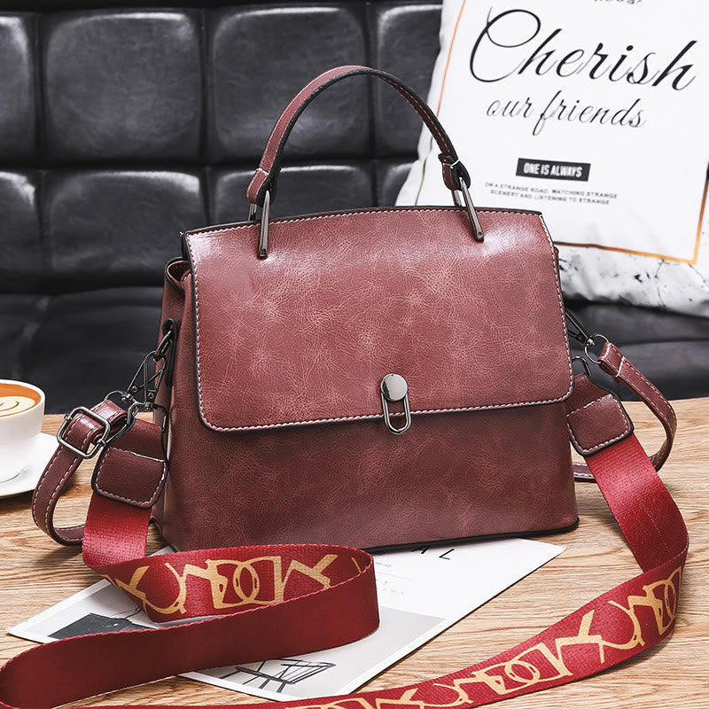 Double Strap Handbag Retro Minimalist Cross Body Bag For Women