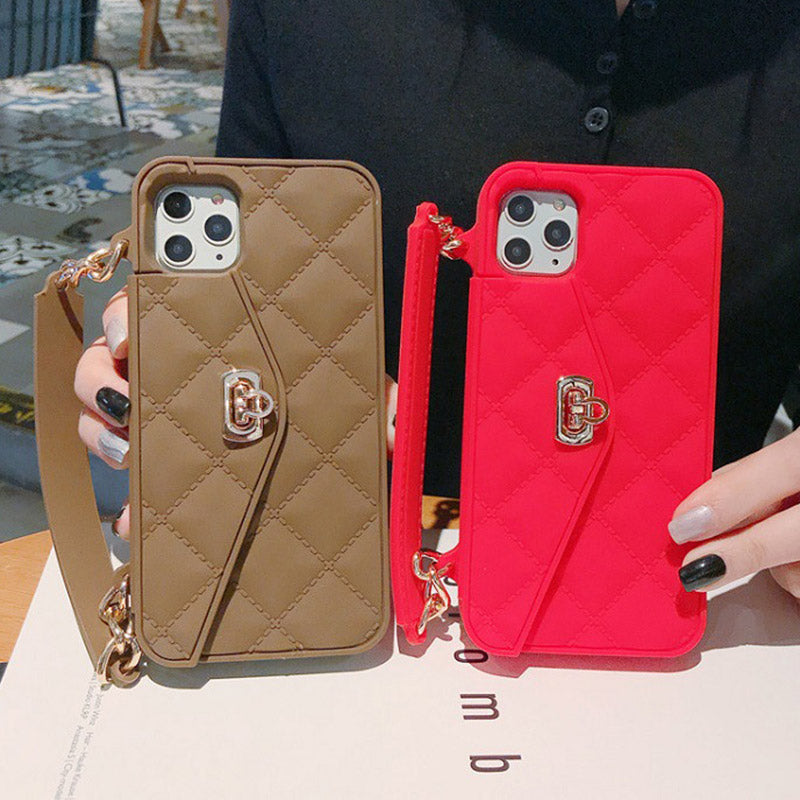 Handbag Case with Card Holder for iPhone Silicone Shockproof Luxury Phone Bag Case