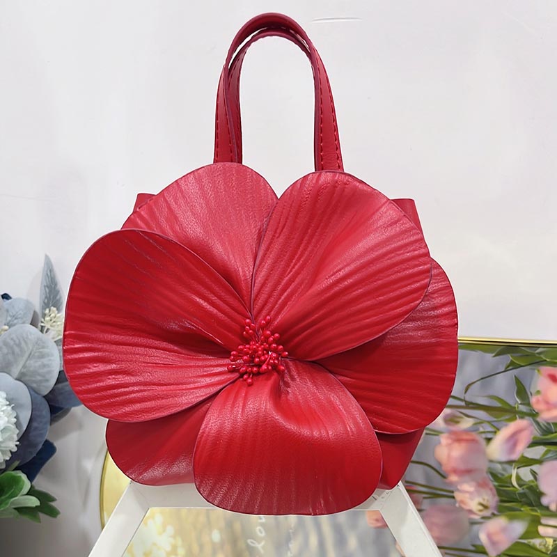 Petal Flower Handbag For Party Solid Color Evening Bag