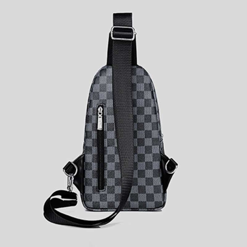 Multipurpose Casual Plaid Leather Sling Bag for Men Crossbody Shoulder Backpack