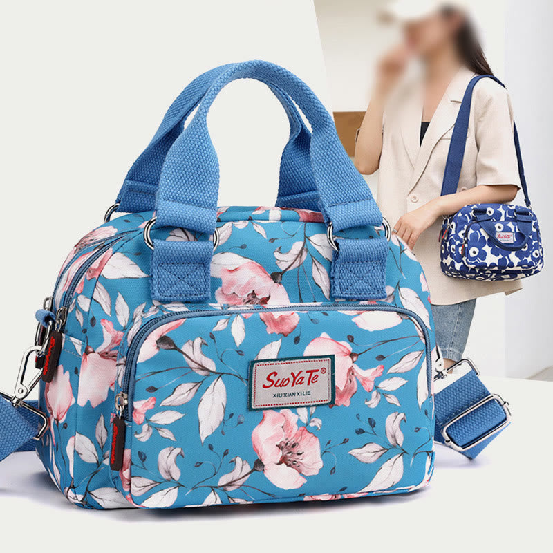 Nylon Crossbody Bag For Women Colorful Flower Printing Handbag