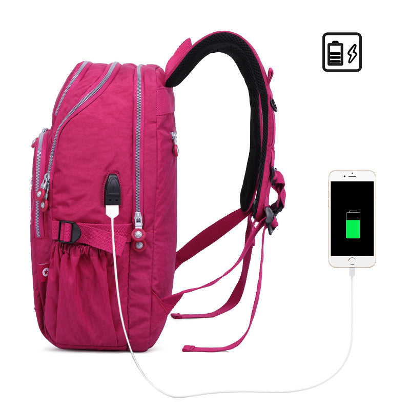 Solid Color Multi-pocket Travel Backpack