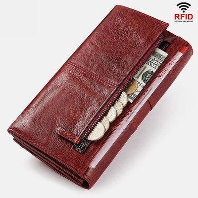 RFID Blocking Anti-theft Genuine Leather Wallet