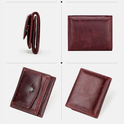 Genuine Leather RFID Anti-theft Small Wallet