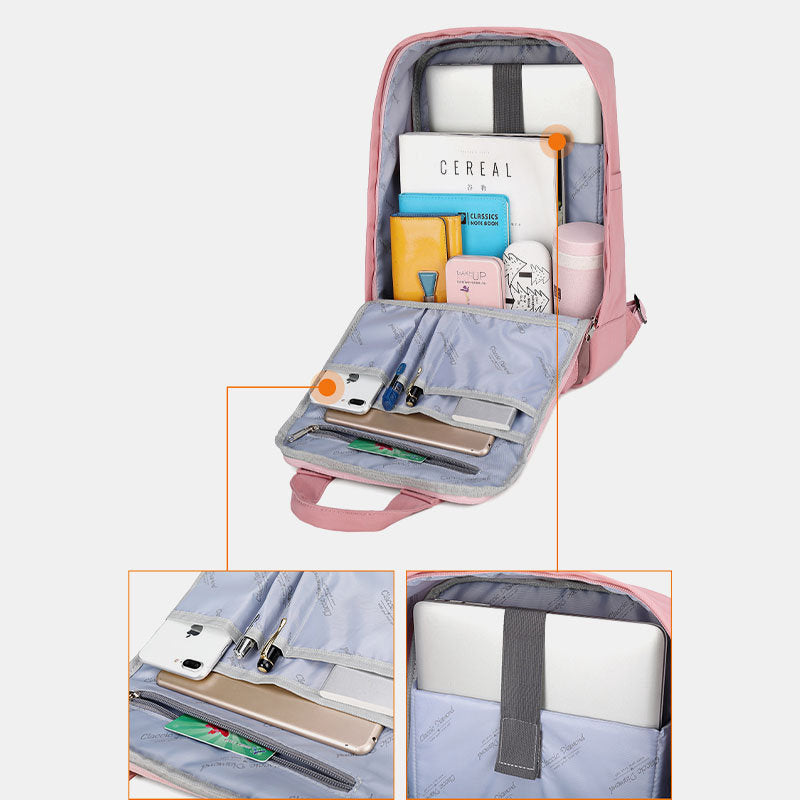 Multi-Pocket Color Block Fashion Patchwork Backpack