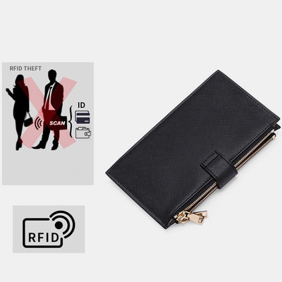 RFID Blocking Large Capacity Card Holder Classic Bifold Wallet