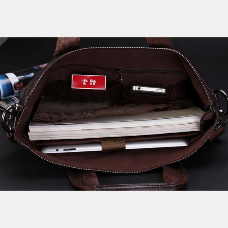 Mens Business Briefcase Laptop Shoulder Bag Leather Messenger Bag