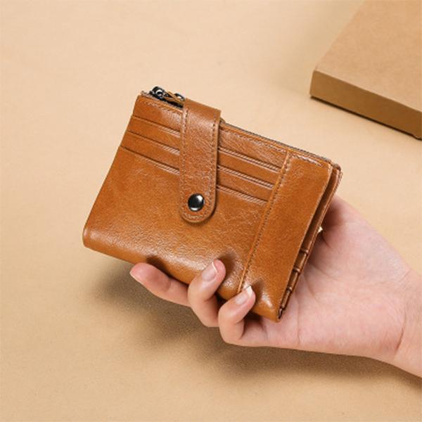 Casual Genuine Leather Double Zipper Wallet