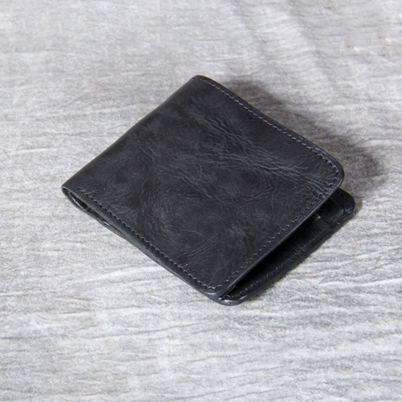 Retro Soft Bifold Wallet for Women Men Handmade Genuine Leather Wallet